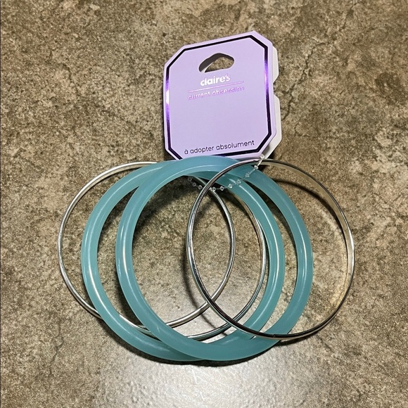 Claire's Other - Claire's Silver and Blue Bangle Set
